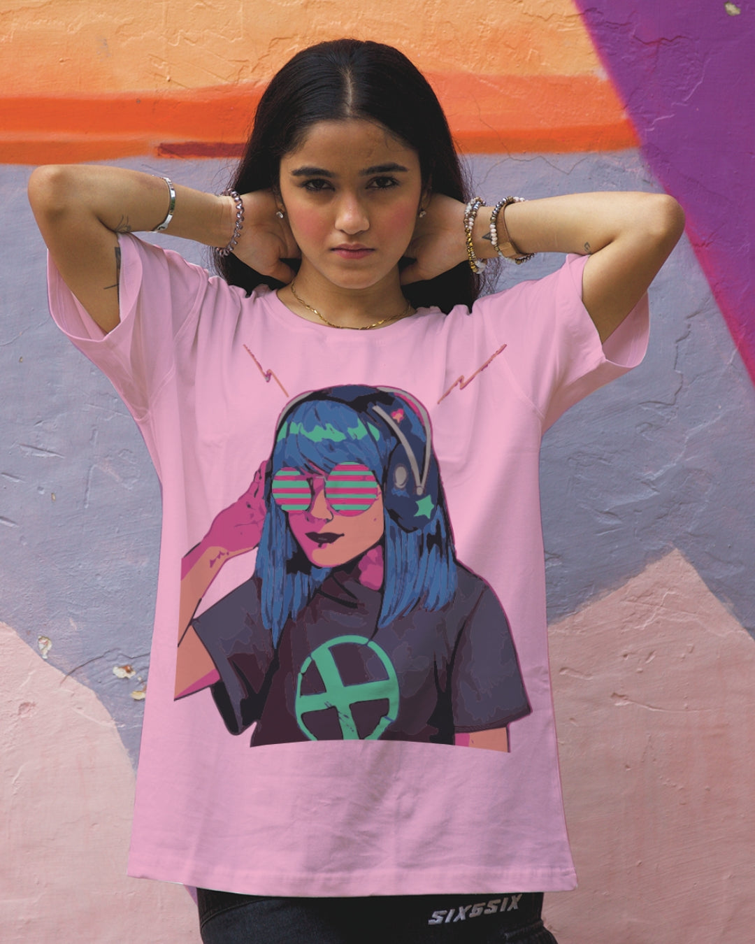 Pack of 2 Women's Oversized Tees - Goggy Black & Lo-fi Girl