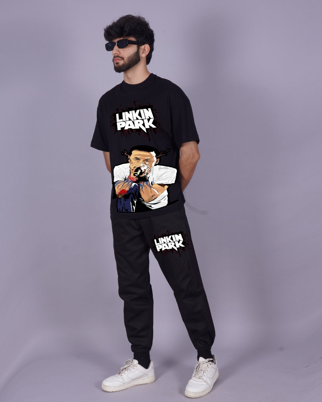 Rock with Linkin Park: Men's Co Ord Oversized Set in Black(*)