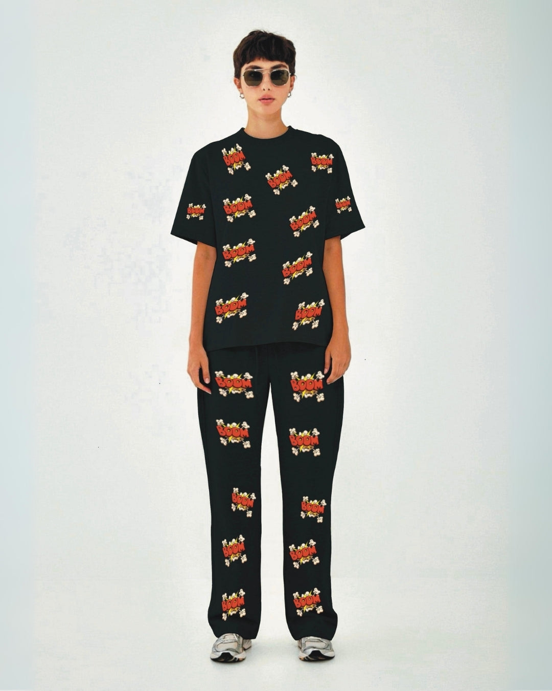 Women Boom Oversized Co-Ord Set - Black and Black