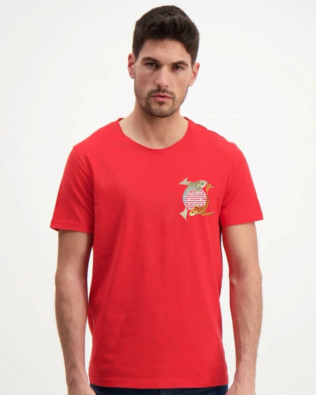 DUAL FISH UNISEX EXCLUSIVE OVERSIZED TEE - RED