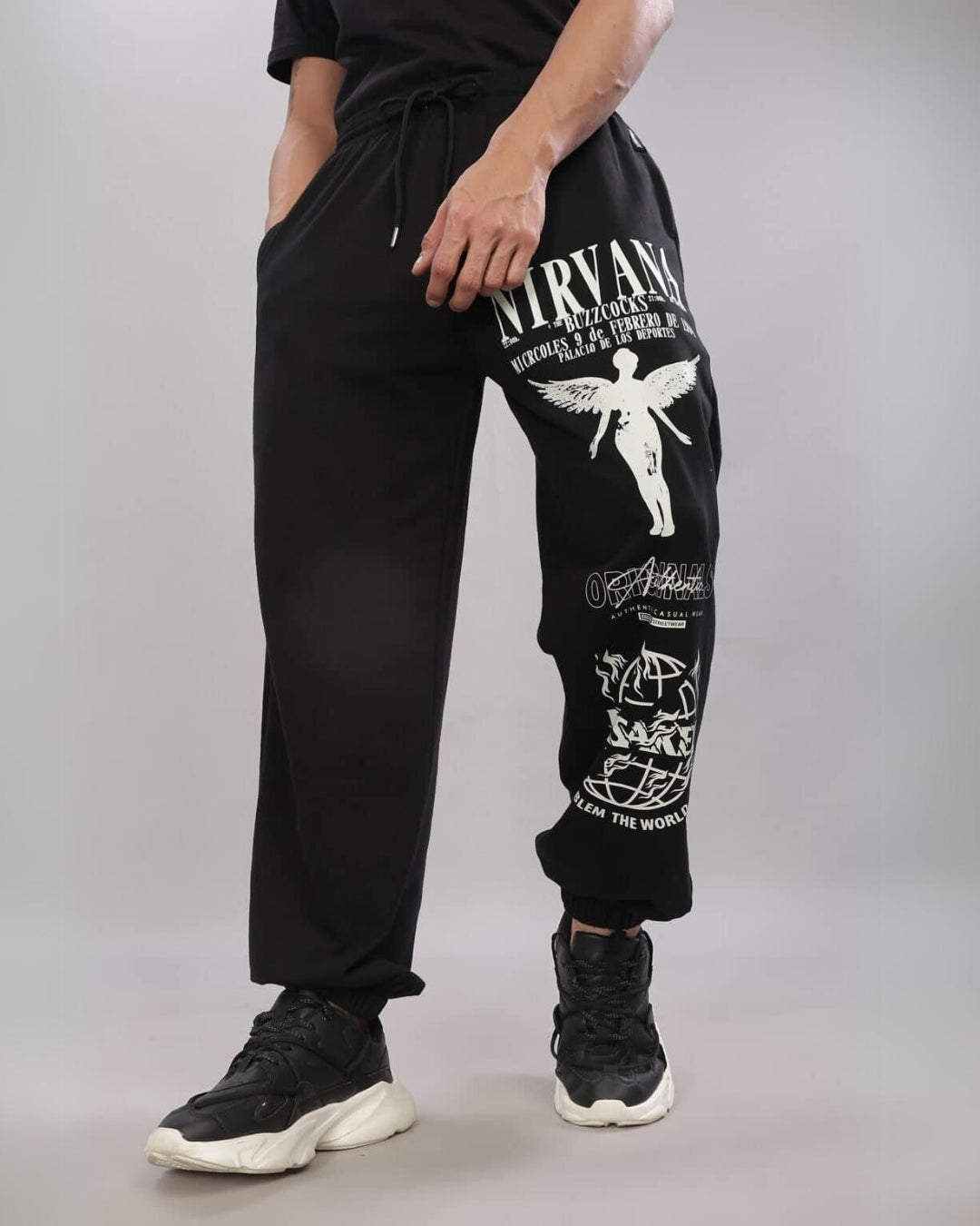 Men's Black Cotton Pant - Nirvana(*)
