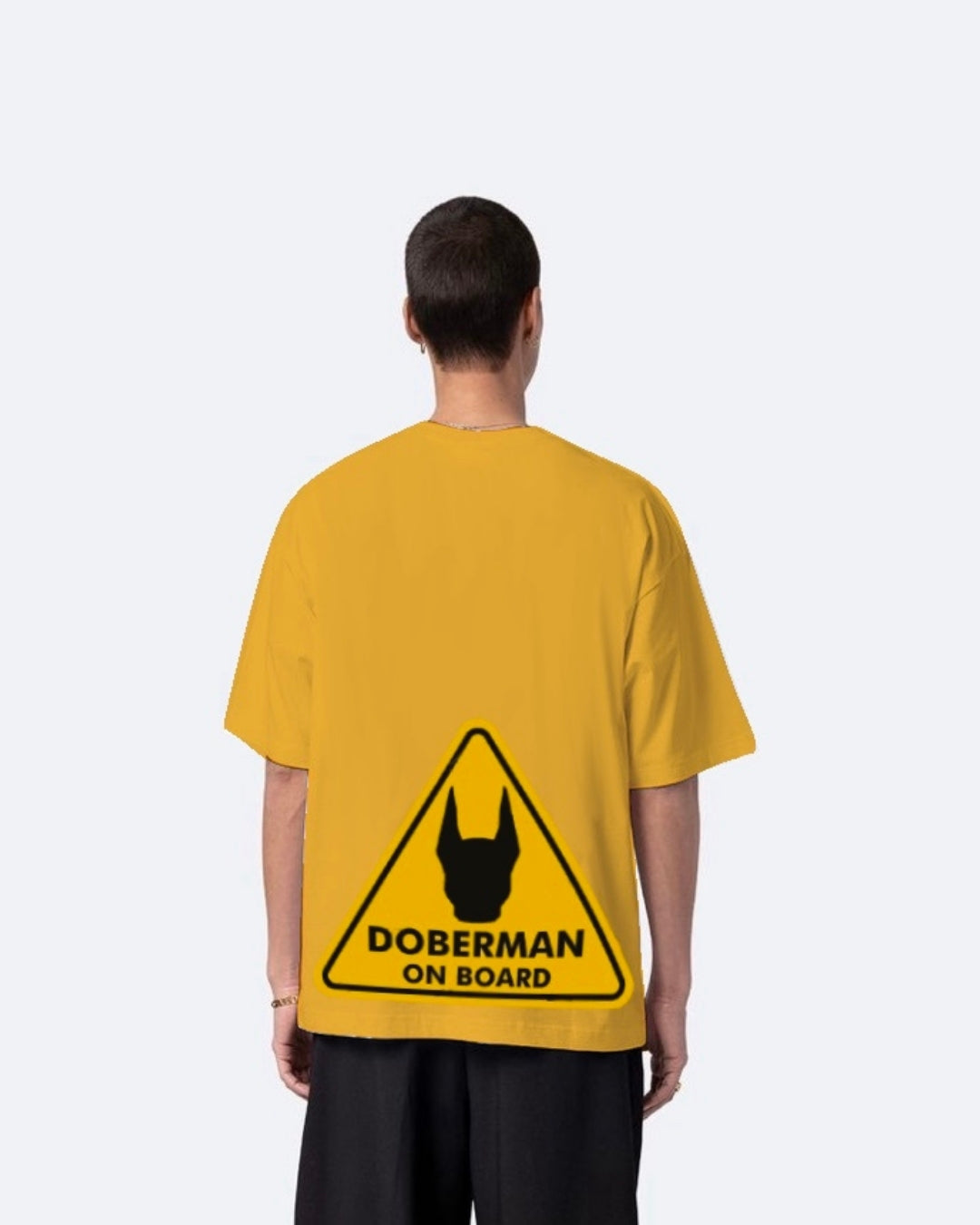 Doberman Yellow Urban Oversized T-Shirt for Men