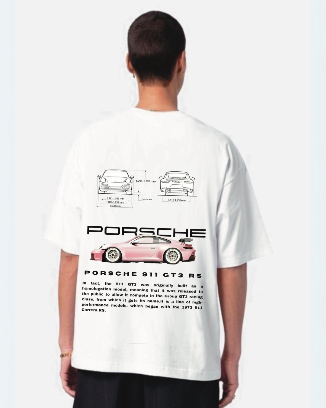 Porsche Lover White Urban Oversized T-Shirt for Men