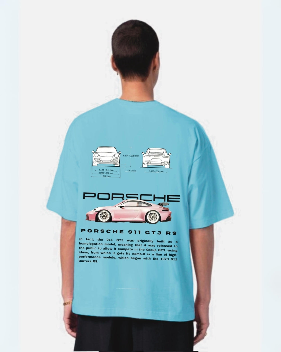 Porsche Lover Blue Urban Oversized T-Shirt for Men