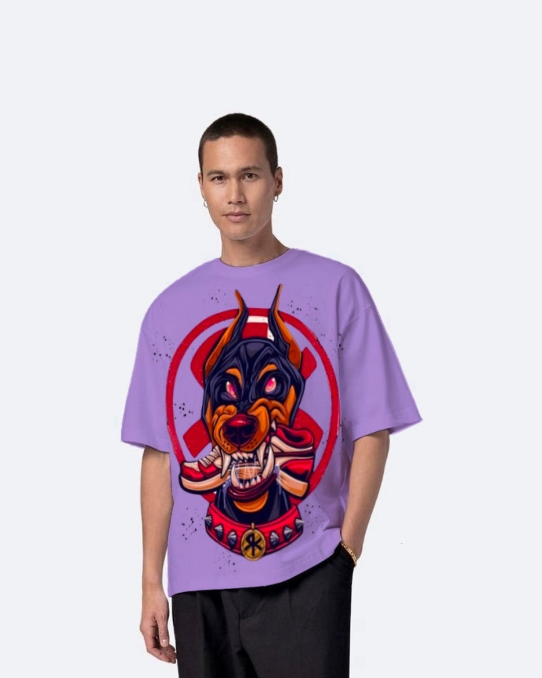 DOBERMAN PUPRLE URBAN OVERSIZED T-SHIRT FOR MEN