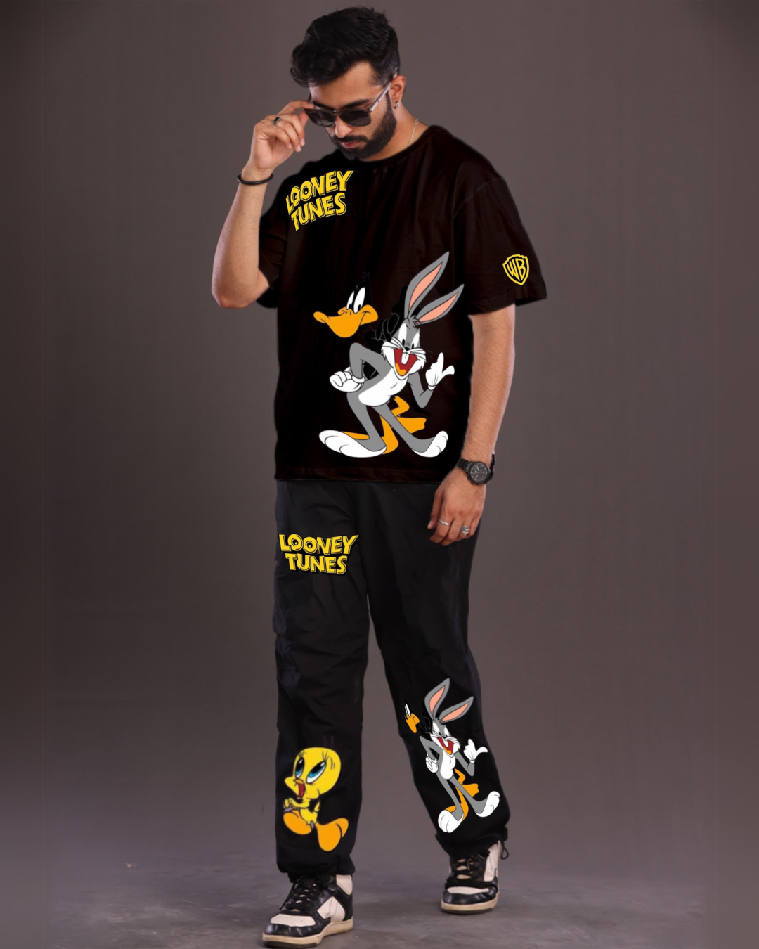 Men's Looney Tunes Oversized Co-Ord Set - Black and Black(*)
