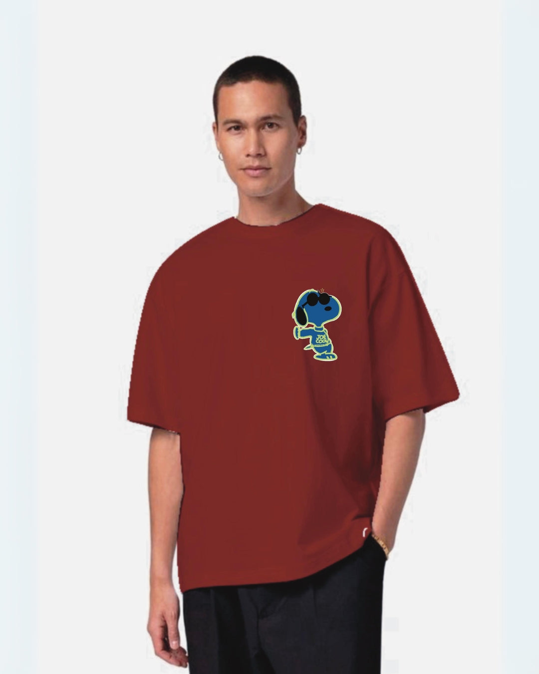 Joe Cool Red Urban Oversized T-Shirt for Men