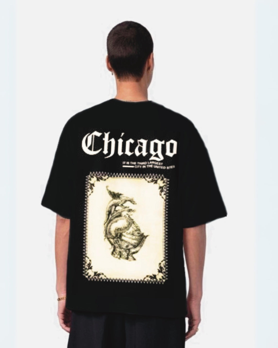 Chicago Black Urban Oversized T-Shirt for Men