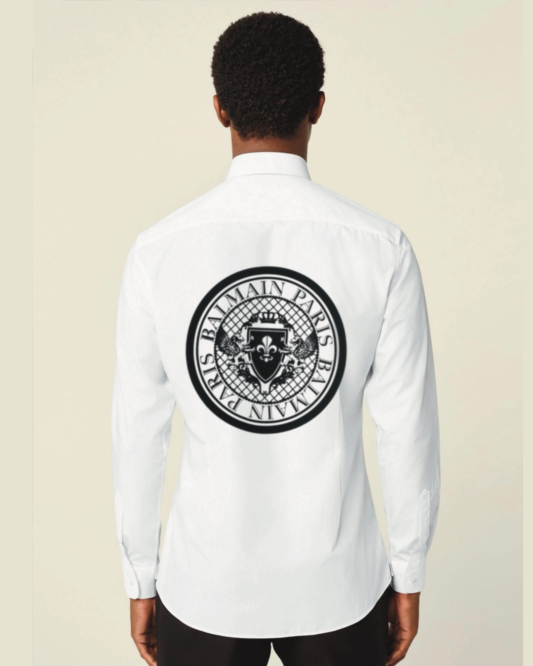 BALMAIN PARIS FULL SLEEVE WHITE OVERSIZED KNITTED SHIRT(*)