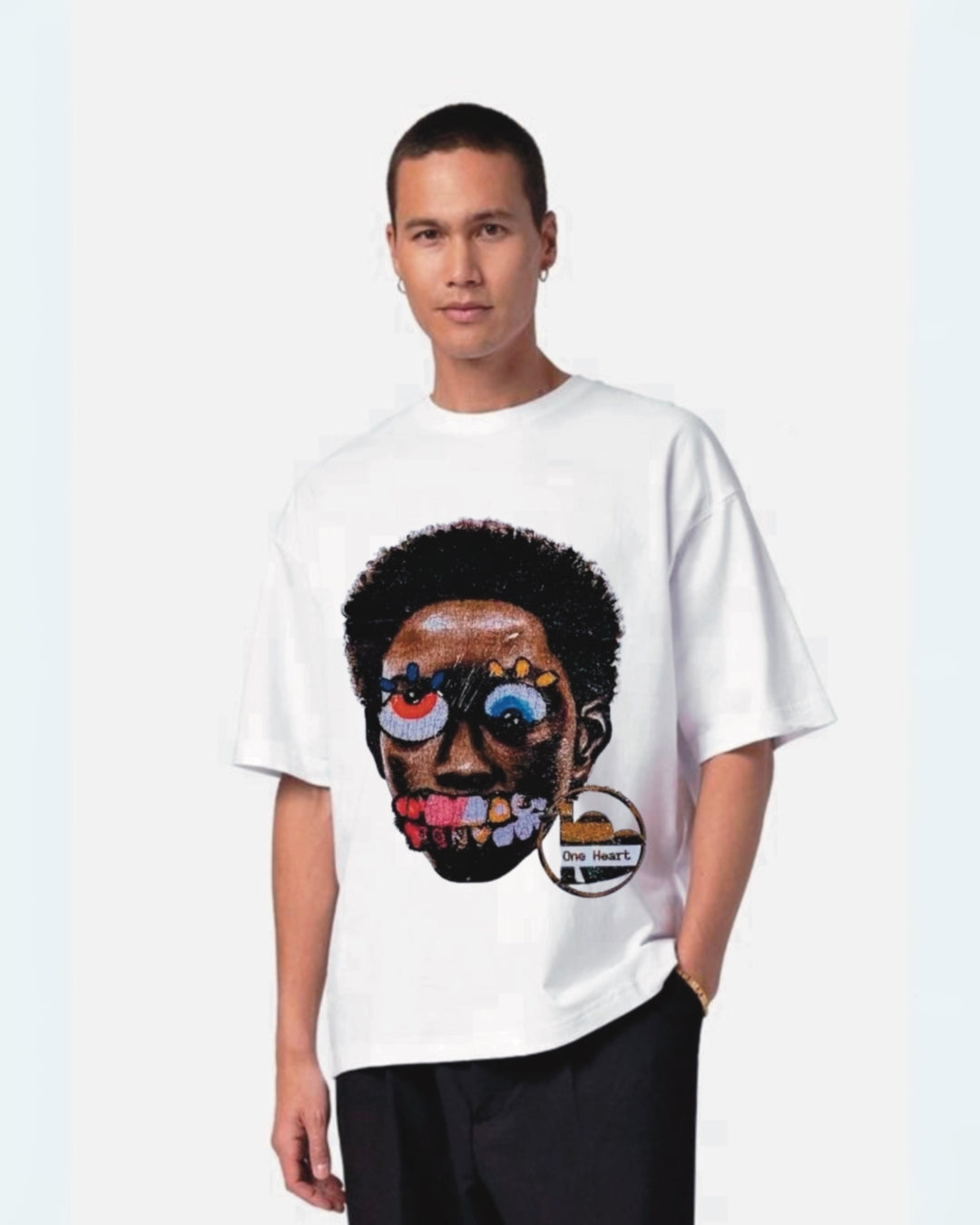 Mad Mind White Urban Oversized T-Shirt for Men