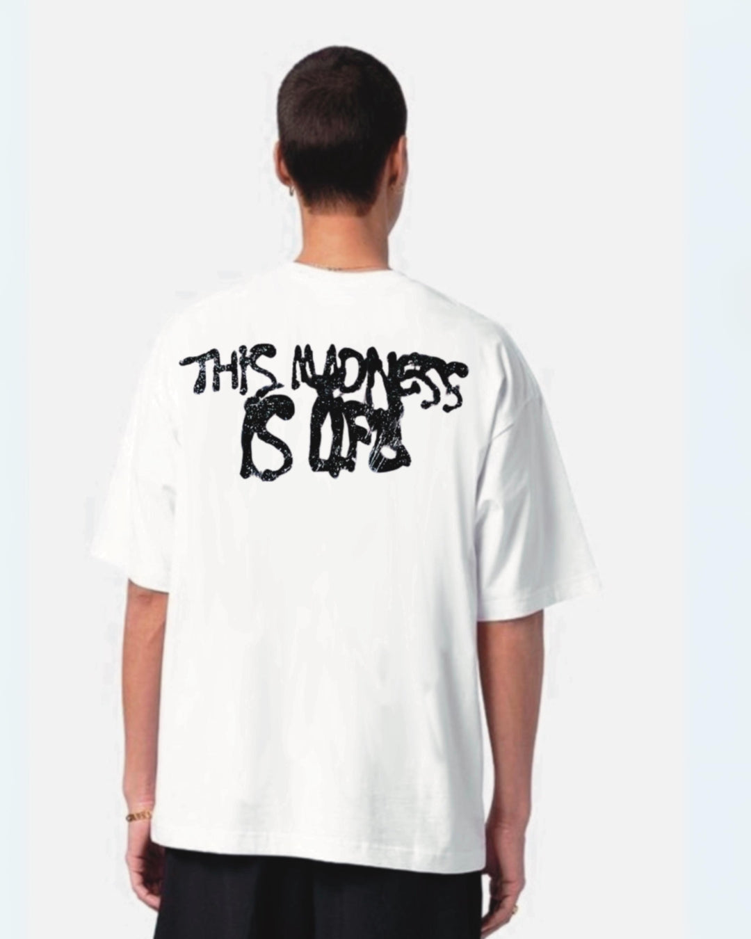 Mad Mind White Urban Oversized T-Shirt for Men