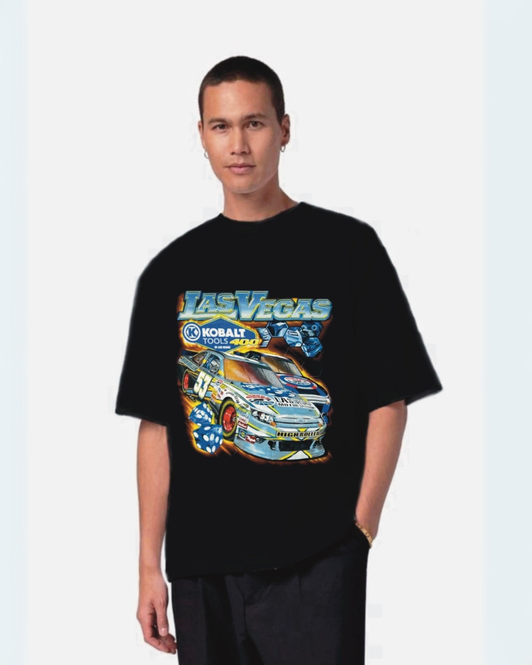 Las Vegas Black Urban Oversized T-Shirt for Men