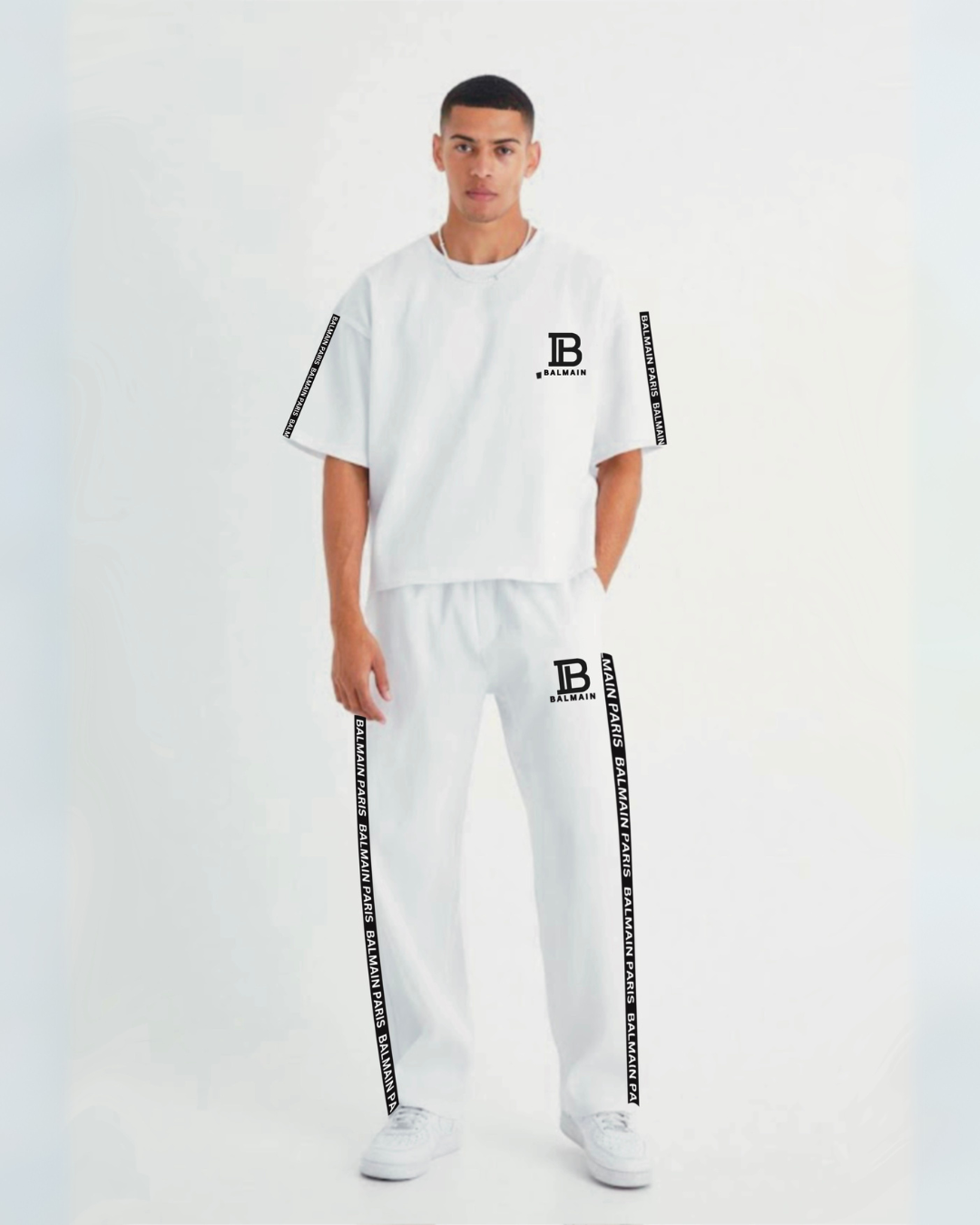 MEN PARIS OVERSIZED CORD SET - WHITE AND WHITE(*)