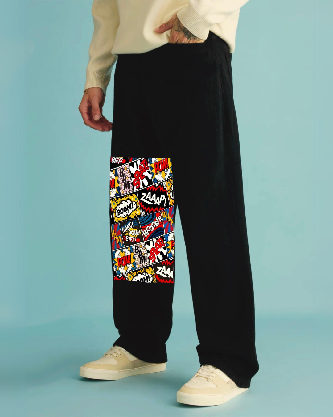 Retro-Inspired Men's Black Cotton Pant