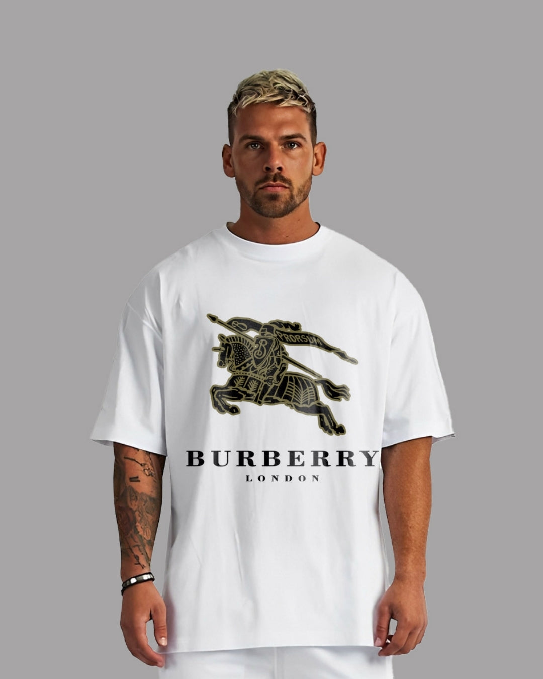 BUR'BERRY UNISEX EXCLUSIVE OVERSIZED TEE - WHITE