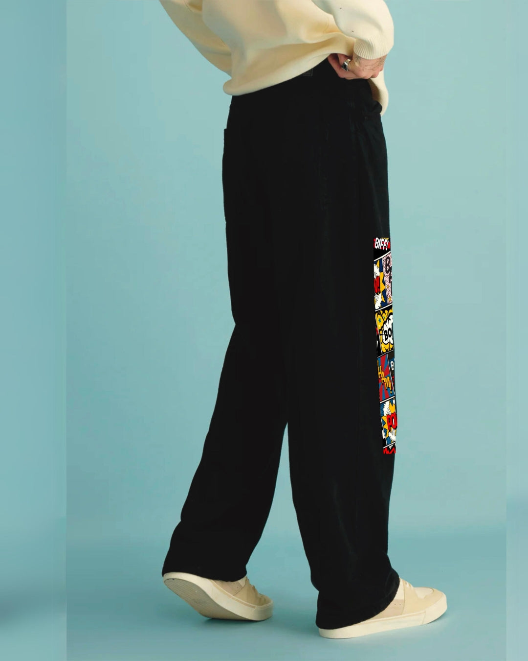 Retro-Inspired Men's Black Cotton Pant