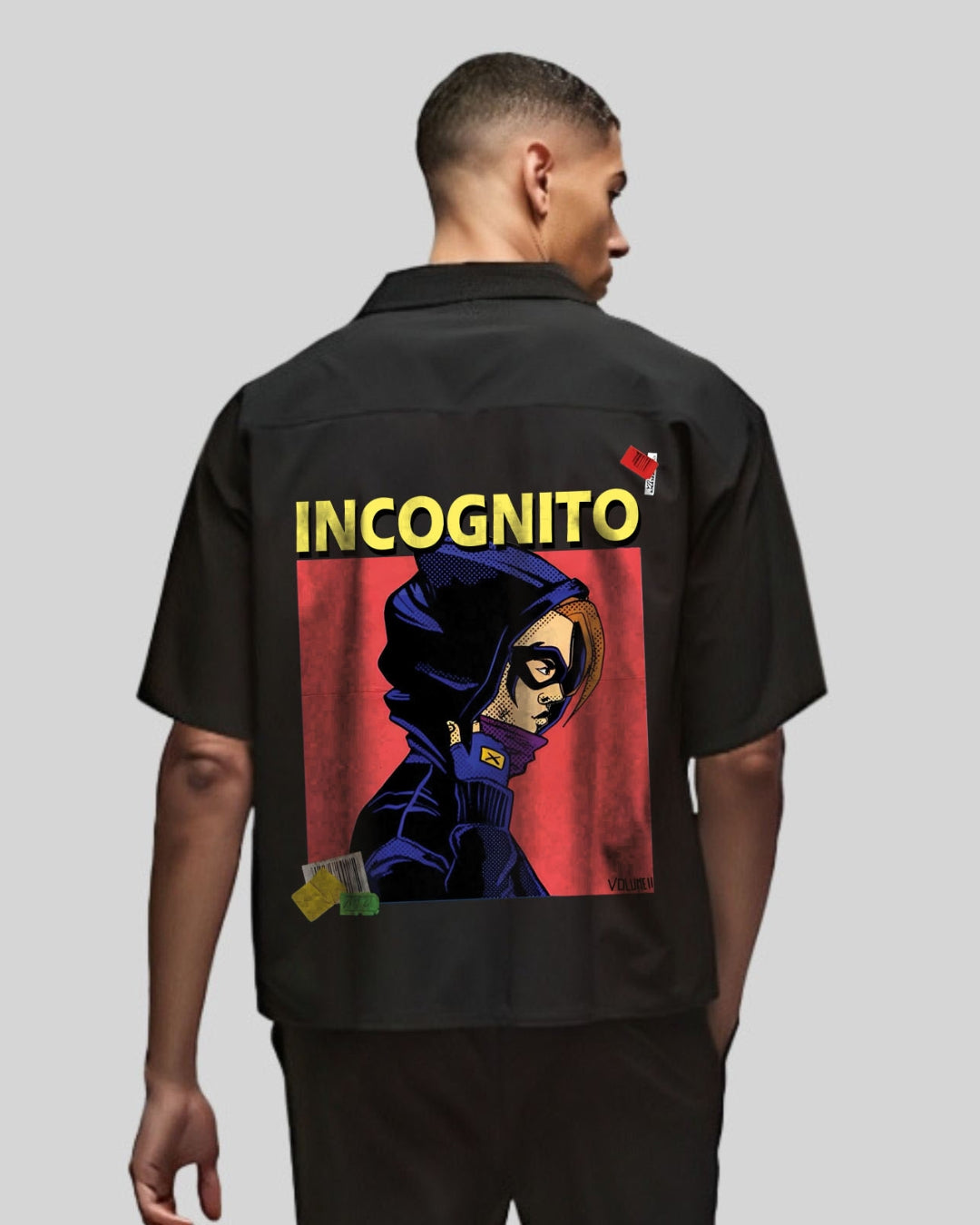 Incognito Half Sleeve Black Oversized Knitted Shirt
