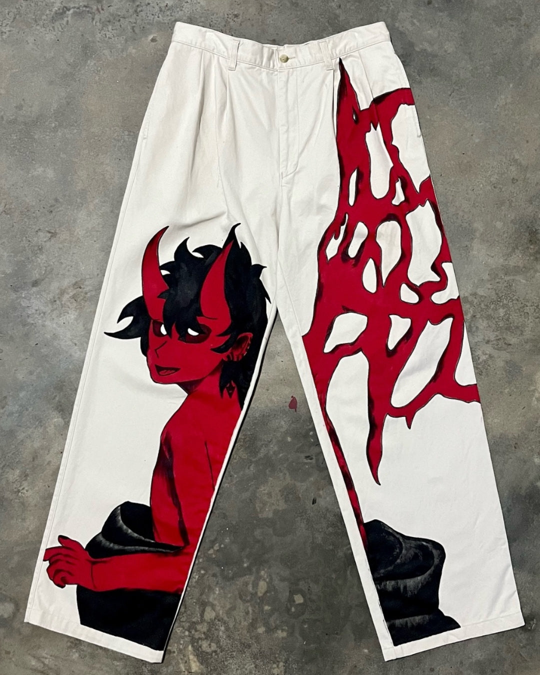 Unisex White Ultrasoft Cotton Pant - Red Devil(*)