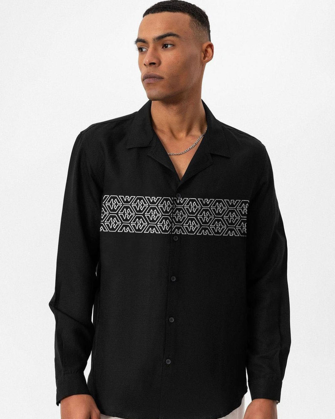 ARMANI FULL SLEEVE BLACK OVERSIZED KNITTED SHIRT