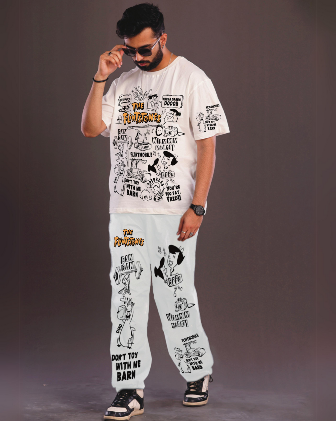 Men's The Flintstones Oversized Co-Ord Set - White and White(*)