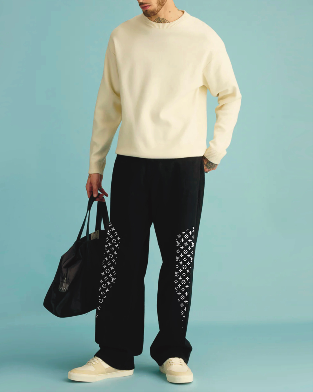 MEN'S BLACK ULTRASOFT COTTON PANT - L'V STYLE