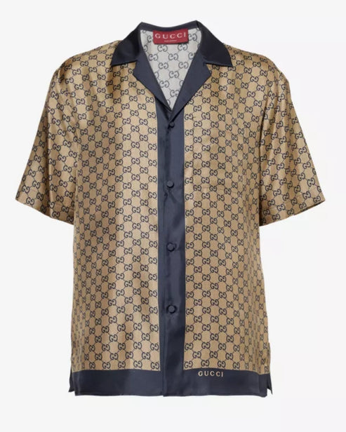 MEN'S GG PRINTED ULTRASOFT 100% SILK SHIRT