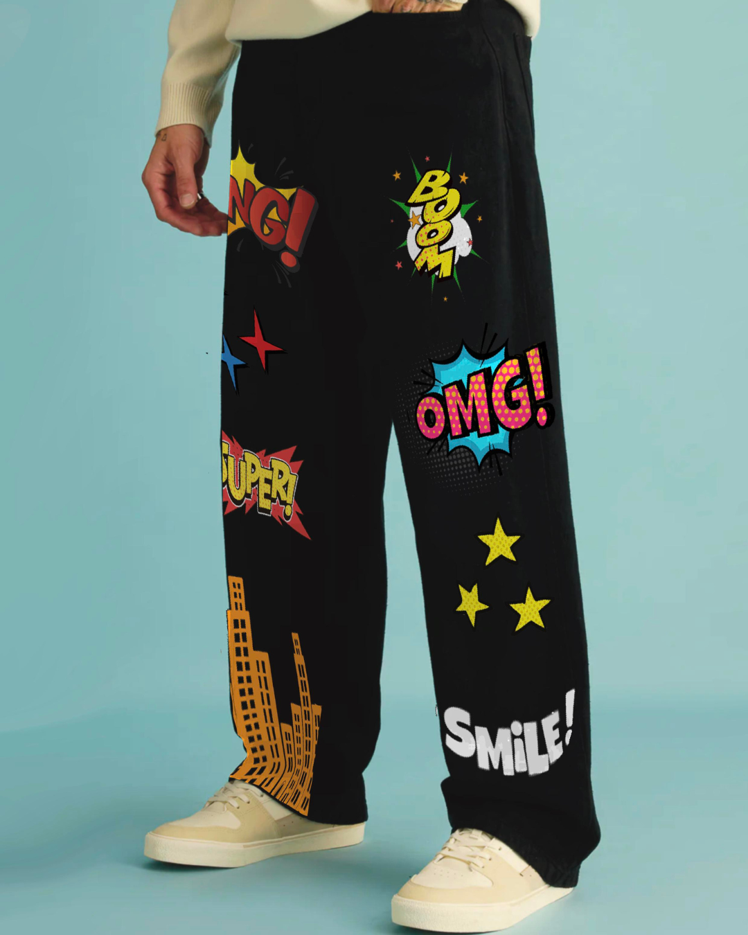 Men's Black Cotton Pant -Bang(*)