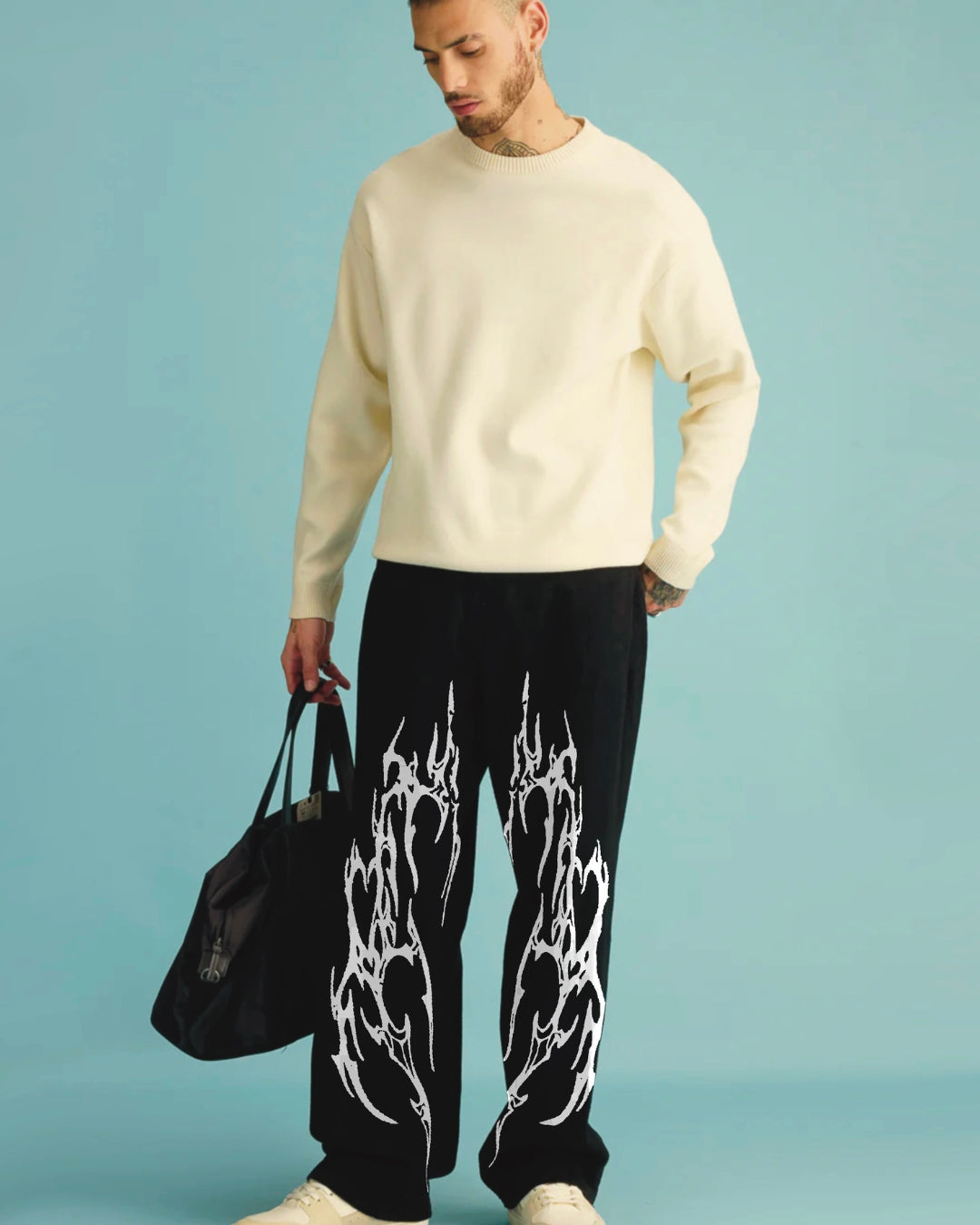 UNISEX BLACK ULTRASOFT COTTON PANT - SLASHER GRAPHIC(*)