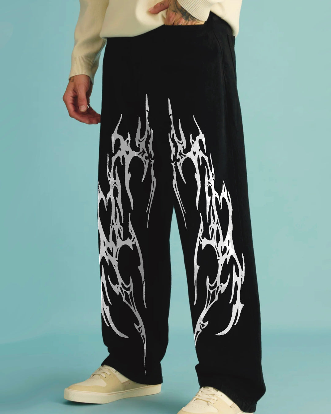 UNISEX BLACK ULTRASOFT COTTON PANT - SLASHER GRAPHIC(*)