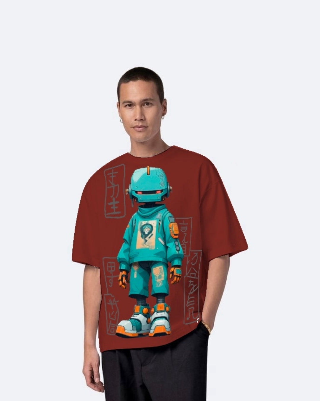 ROBOT RED URBAN OVERSIZED T-SHIRT FOR MEN