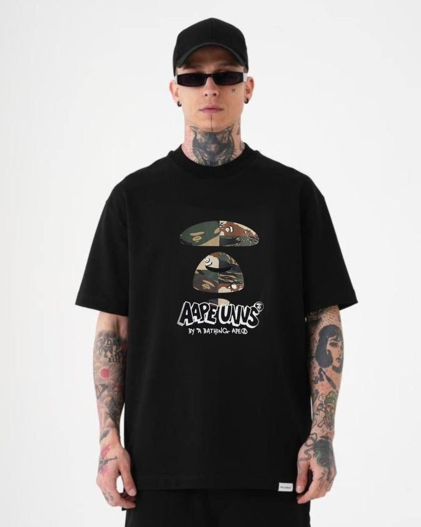 AAPE COTTON T-SHIRT - BLACK(*)