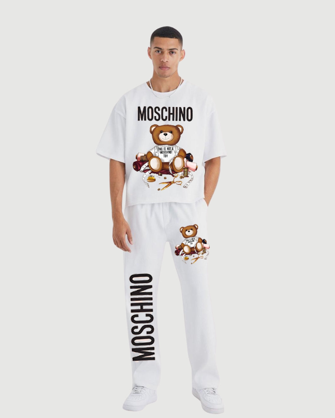 MEN MOSCHINO OVERSIZED CORD SET - WHITE AND WHITE(*)