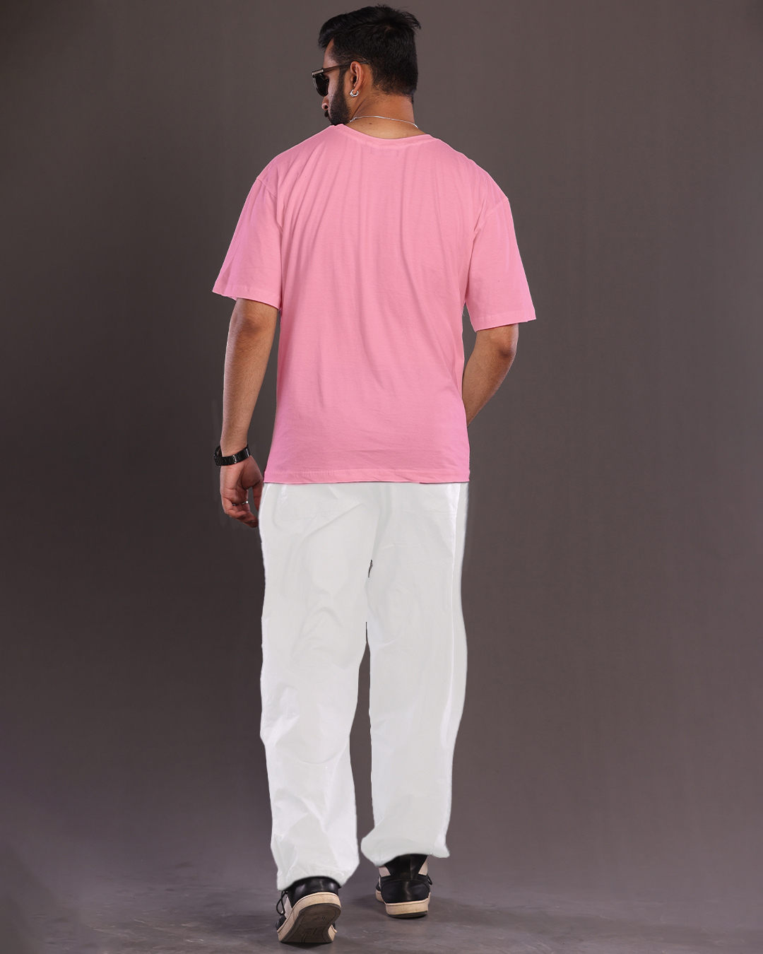 Men's Bike Lover Oversized Co-Ord Set - Pink and White(*)