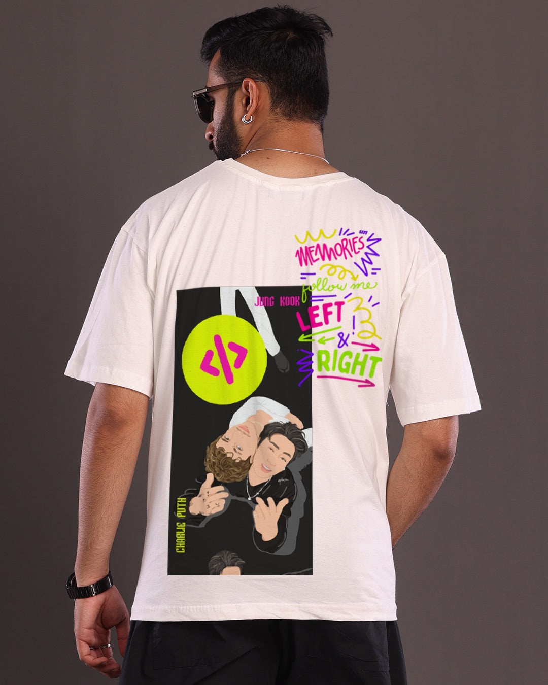 Got Stuck Up in My Head and Left Right: Men's Charlie Puth Oversized T-Shirt Set"