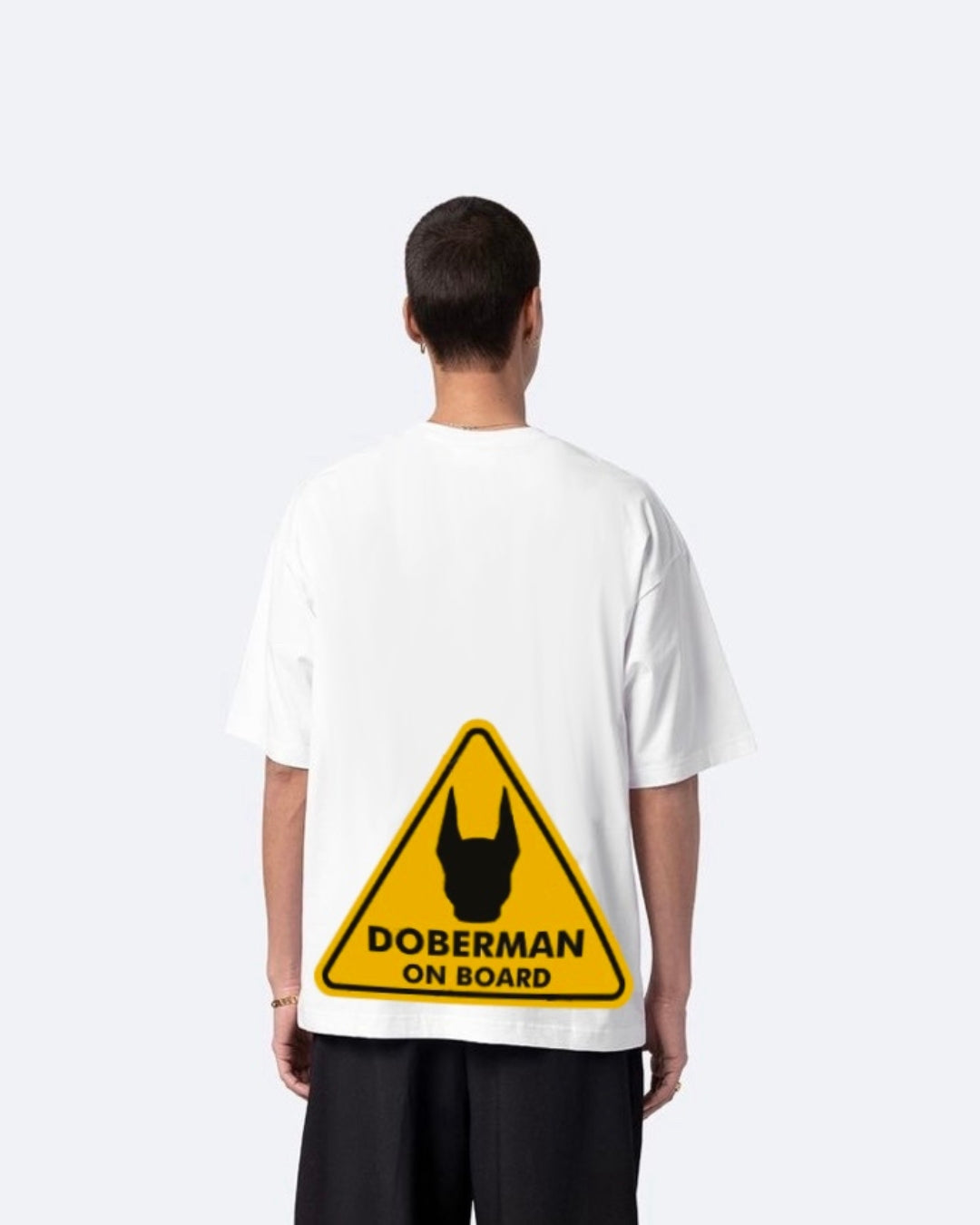 Doberman White Urban Oversized T-Shirt for Men