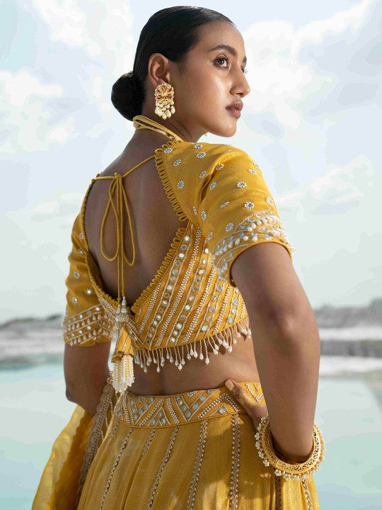 MUSTARD MIRROR LEHENGAS