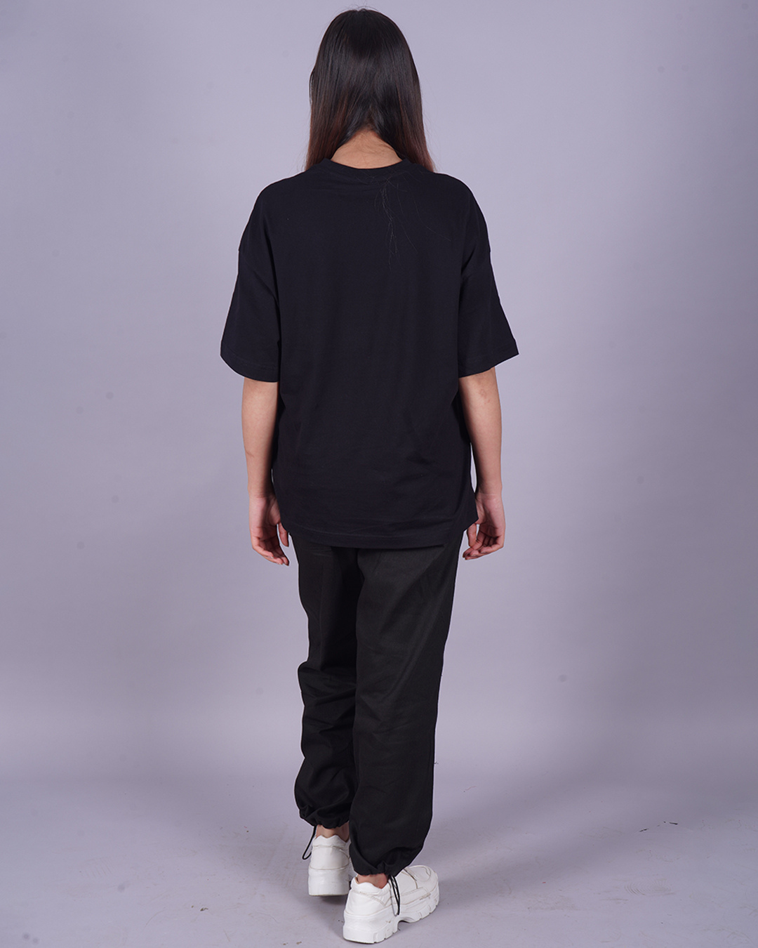 Women Spidey Actions Oversized Co-Ord Set - Black and Black