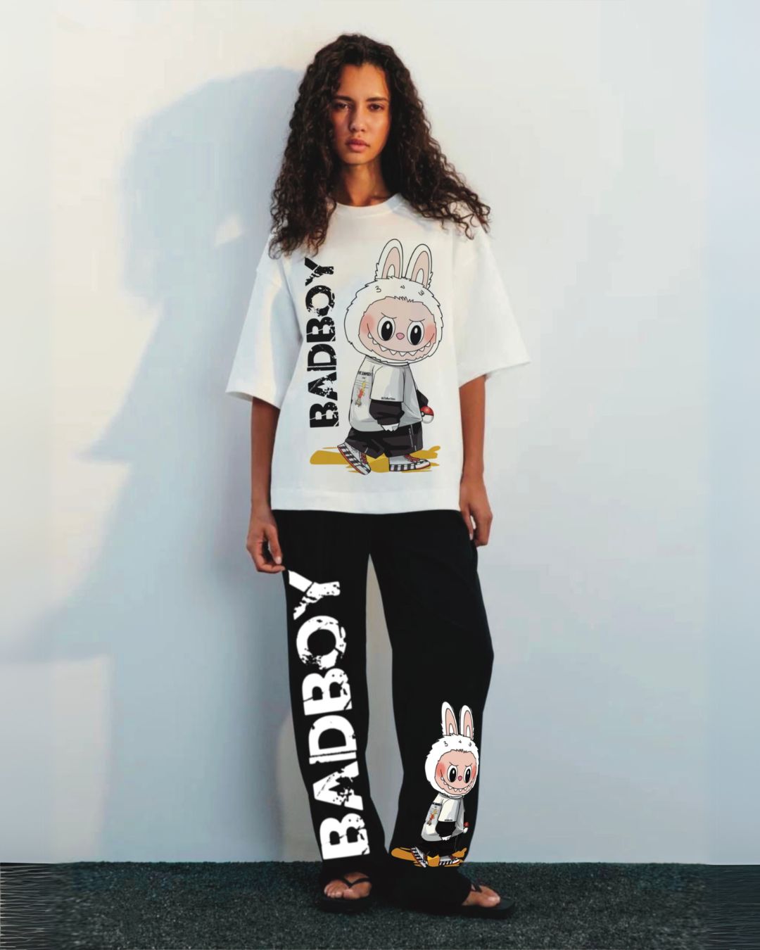 WOMEN BADBOY LABUBU CORDSET (WHITE AND BLACK )