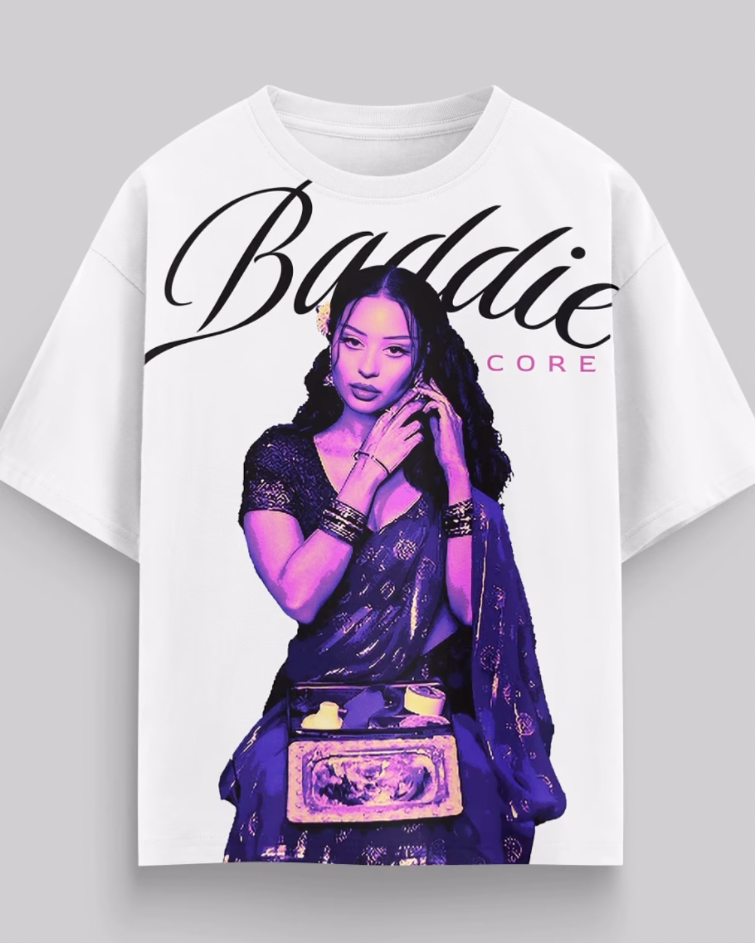 BADDIE CORE UNISEX OVERSIZED WHITE T-SHIRT