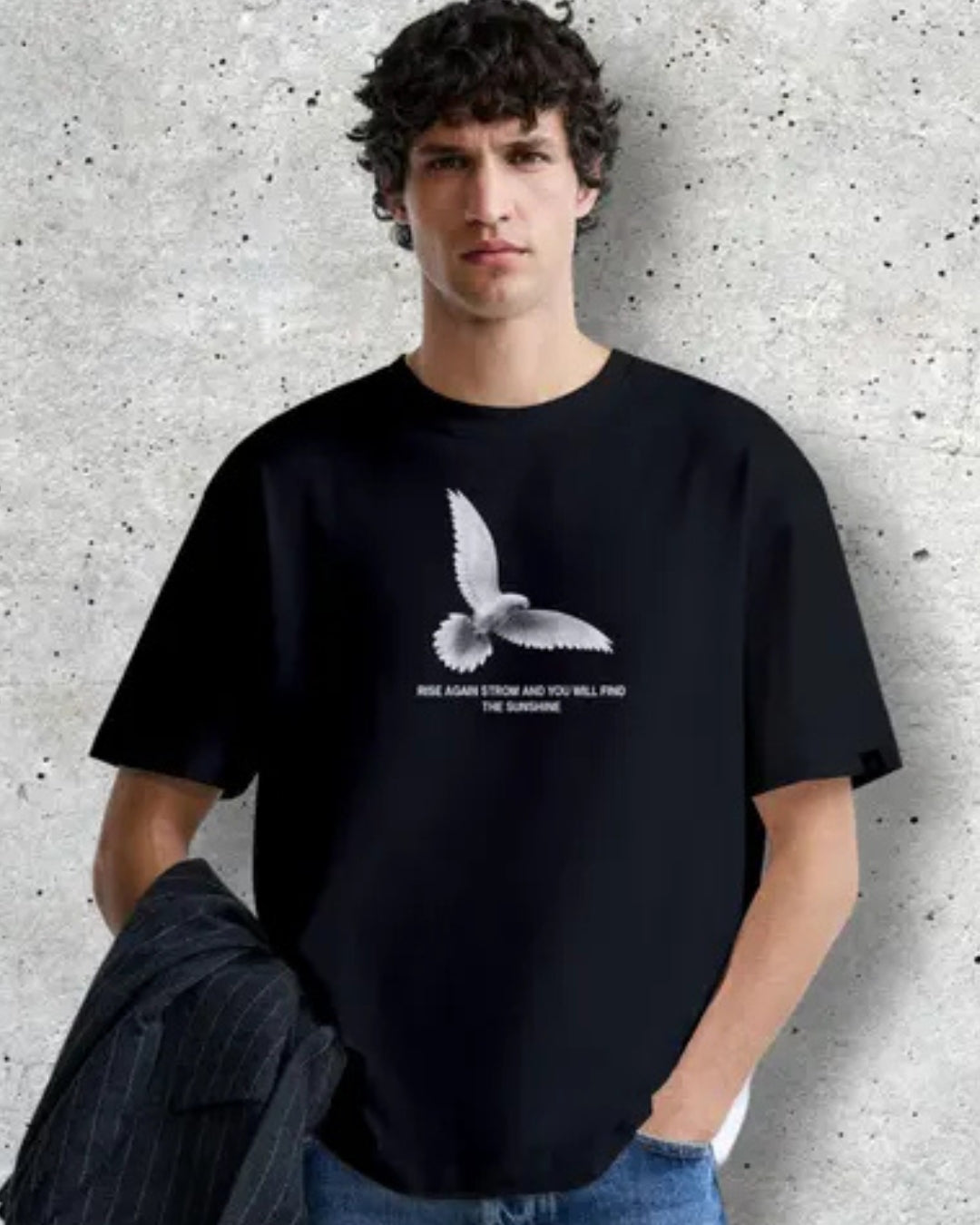 PIGEON UNISEX EXCLUSIVE OVERSIZED TEE - BLACK