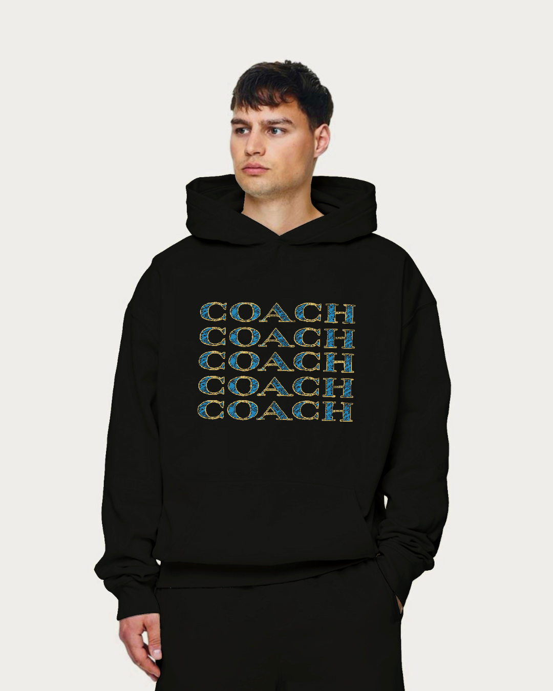 UNISEX BLACK OVERSIZED HOODIE - COACH