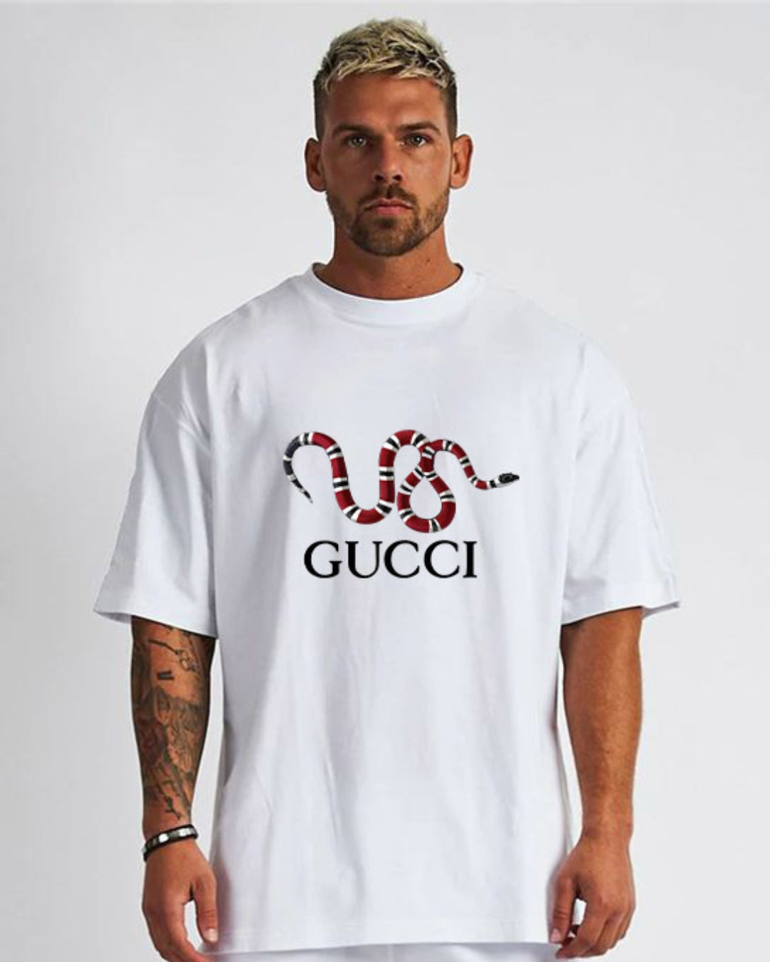 GUCCI SNAKE UNISEX EXCLUSIVE OVERSIZED TEE - WHITE(*)