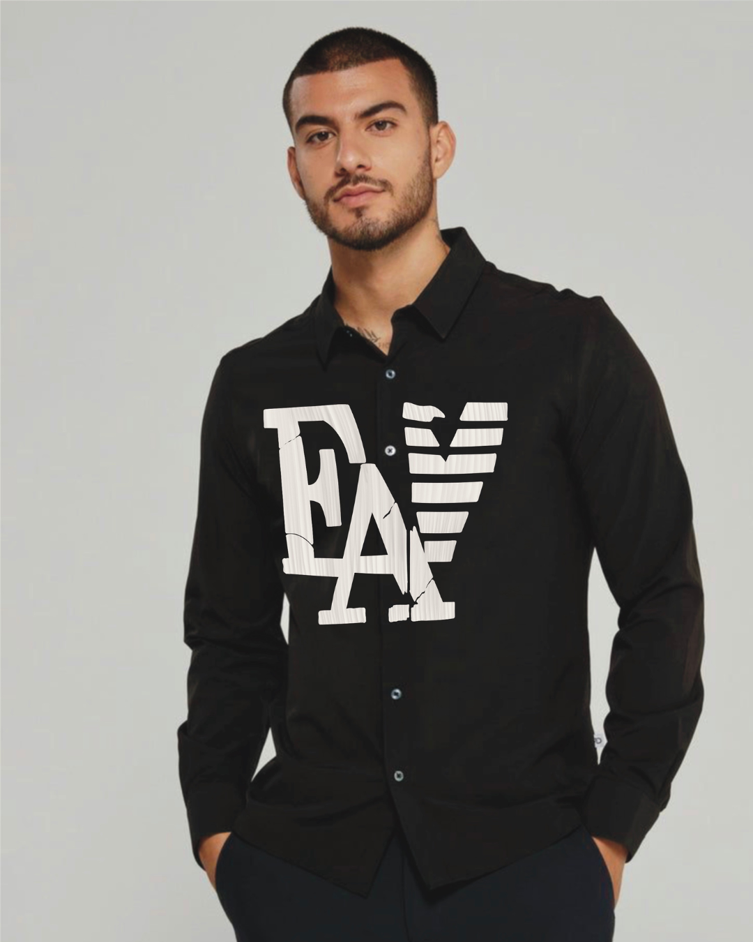 EMPORIO FULL SLEEVE BLACK SHIRT(*)