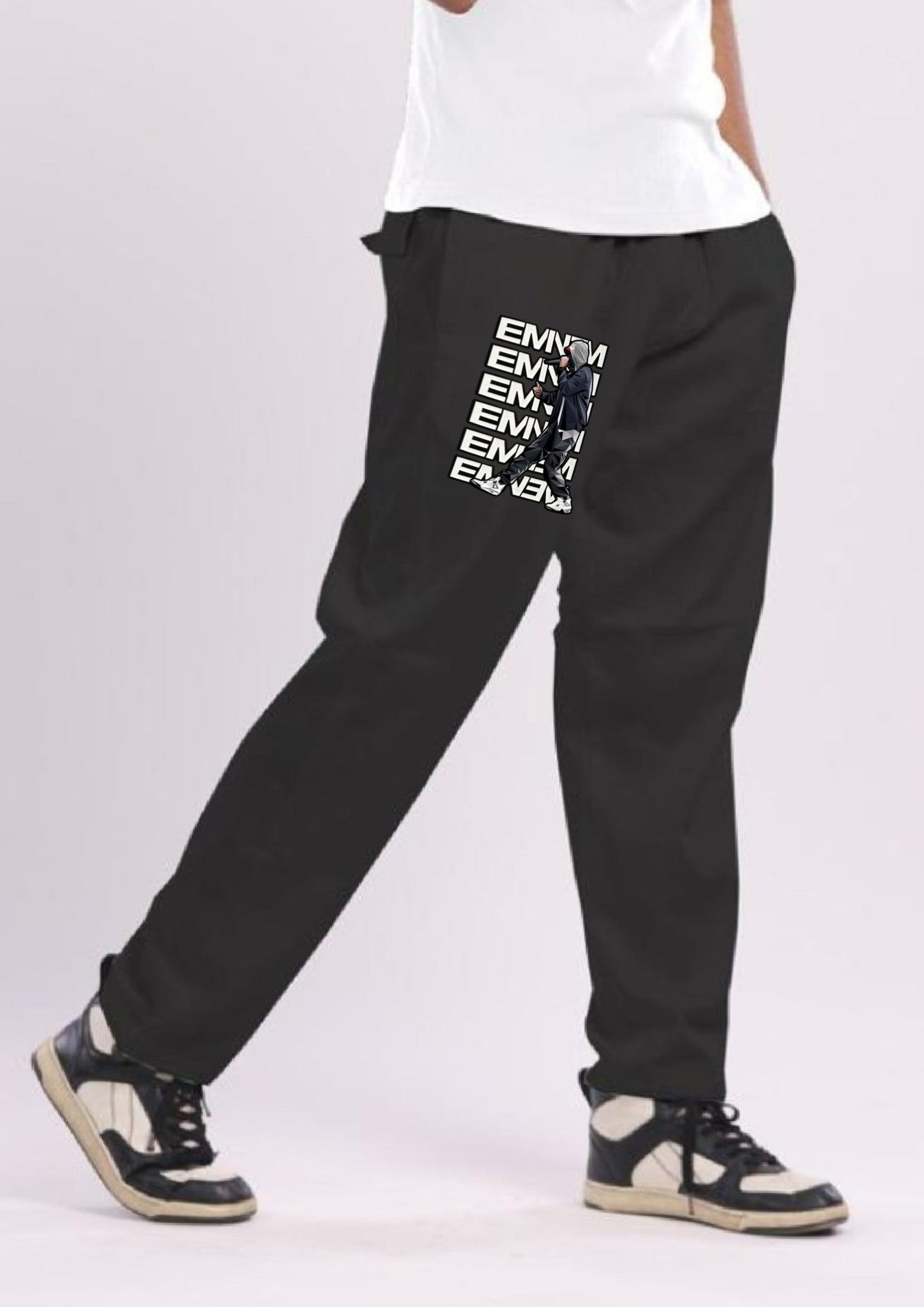 Men's Eminem Black Adjustable Cargo Pant(*)