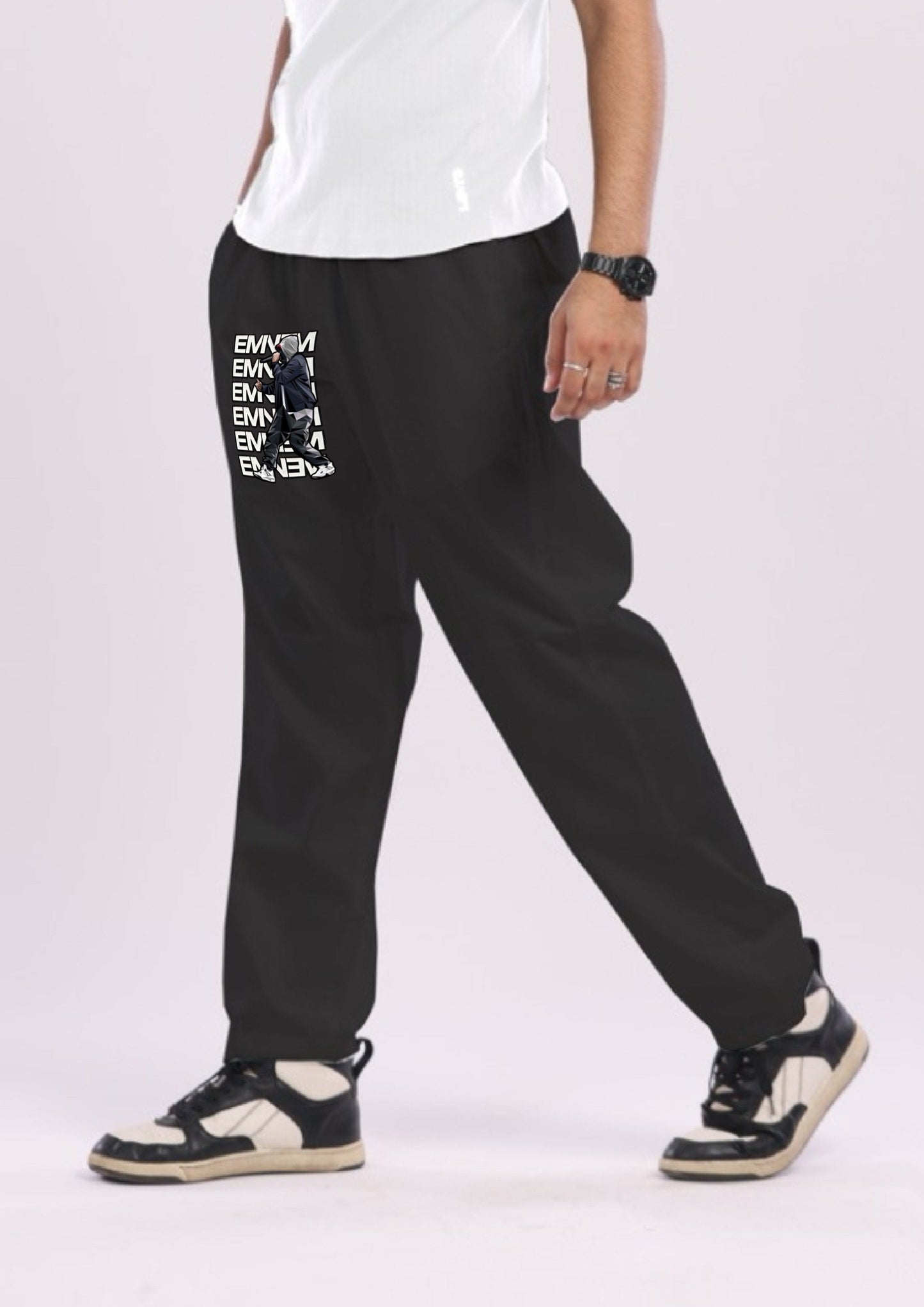 Men's Eminem Black Adjustable Cargo Pant(*)