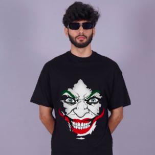 Men's Black Oversized Joker Print T-Shirt(*)