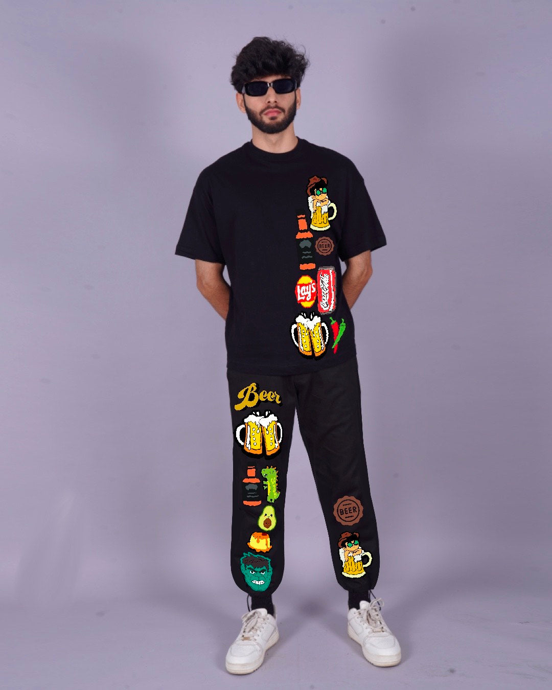 Men's Beerfood Oversized Co-ord Set - Black Men's Coord(*)