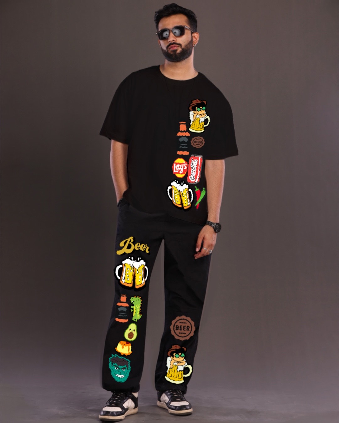 Men's Beerfood Oversized Co-ord Set - Black Men's Coord(*)