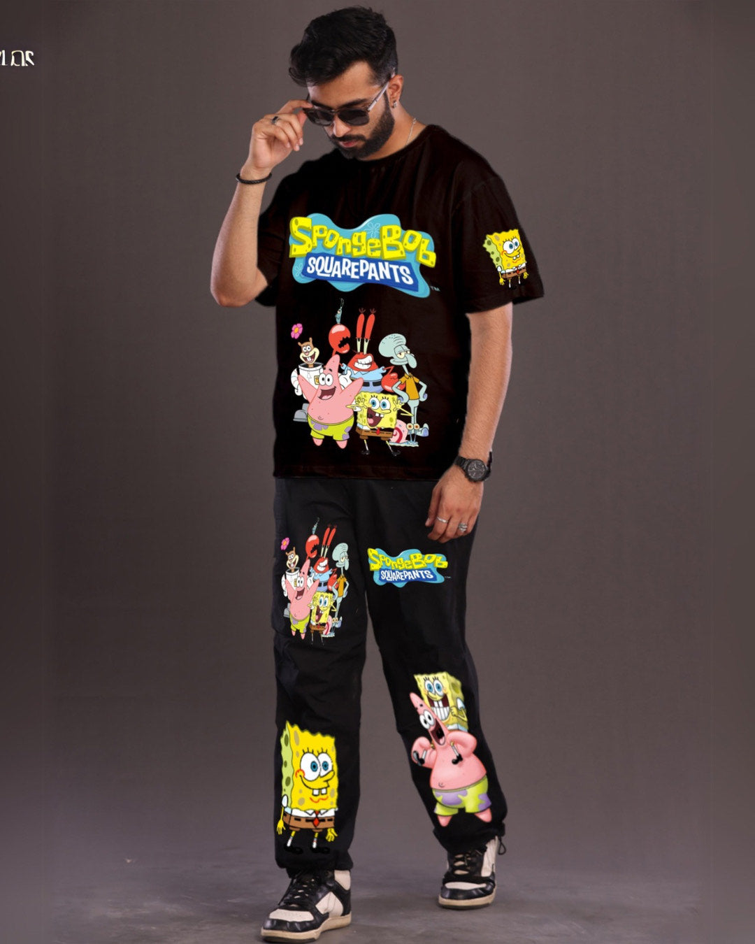 Men's SpongeBob Oversized Co-Ord Set - Black and Black(*)
