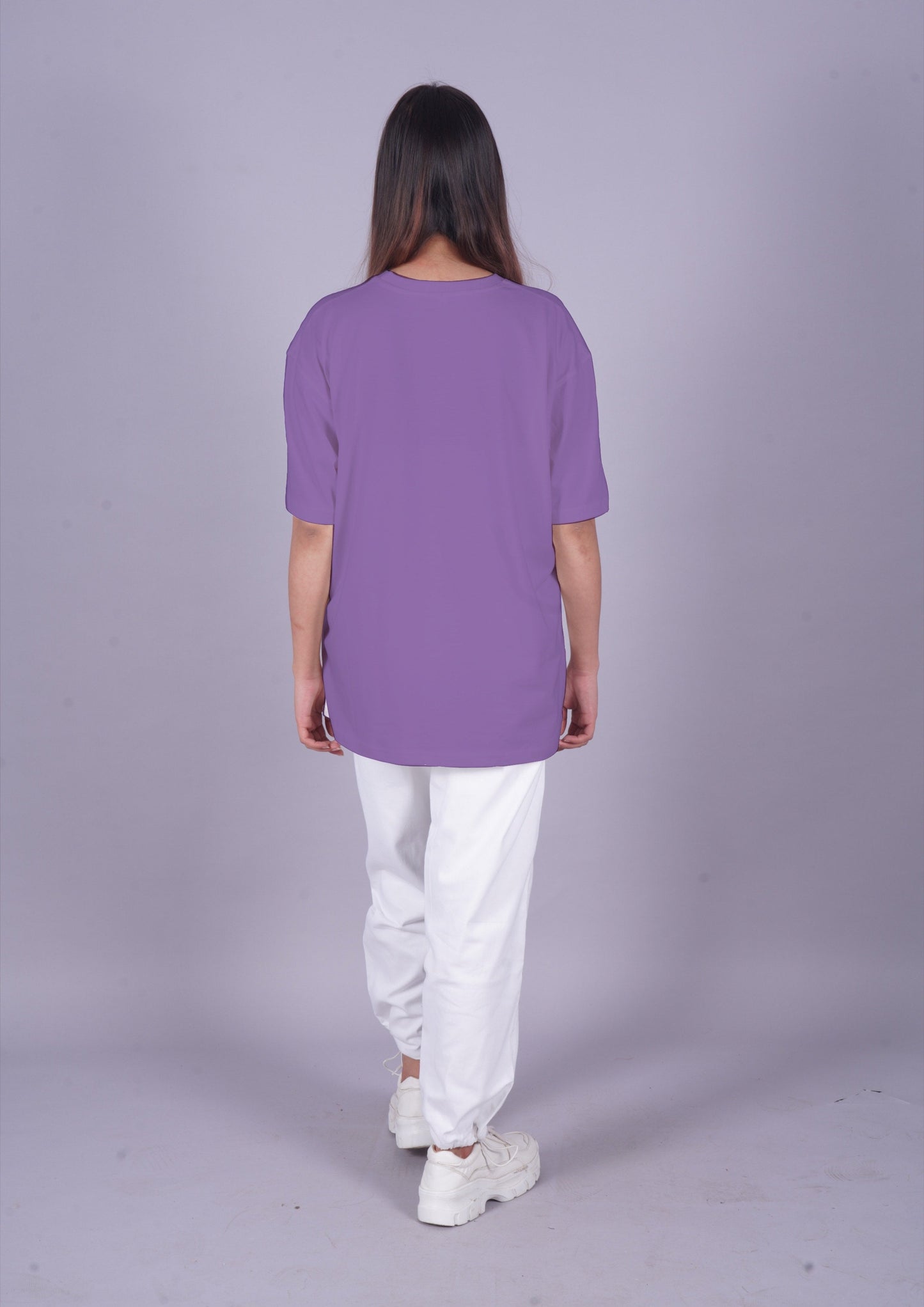 Women Princess Design Oversized Co-Ord Set - Purple and White(*)